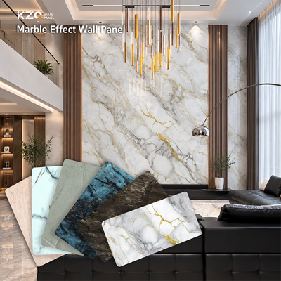 Modern Style High Gloss White Marble Effect Wall Panel Fire Resistant Bamboo Interior Wall Panels